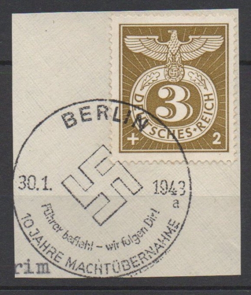 Michel Nr. 830, Sonderstempelmarke auf Briefstück.